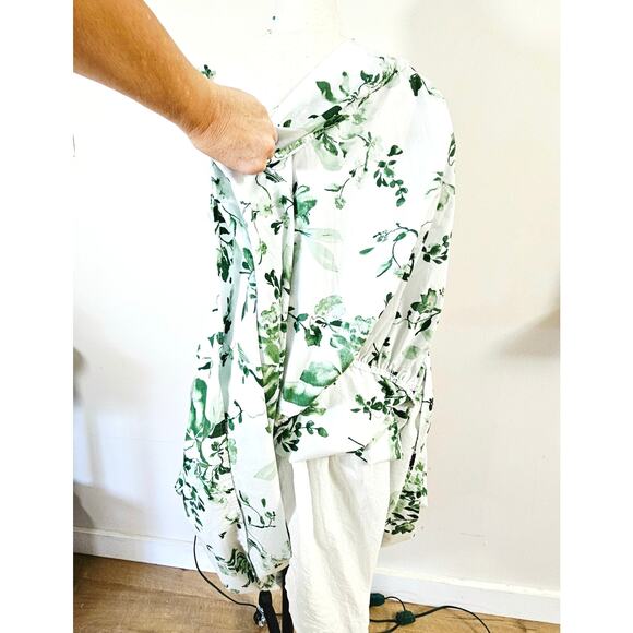 Abercrombie Green White Poplin Feminine Backless Maxi Dress Ruffles Coquette L - Picture 11 of 16